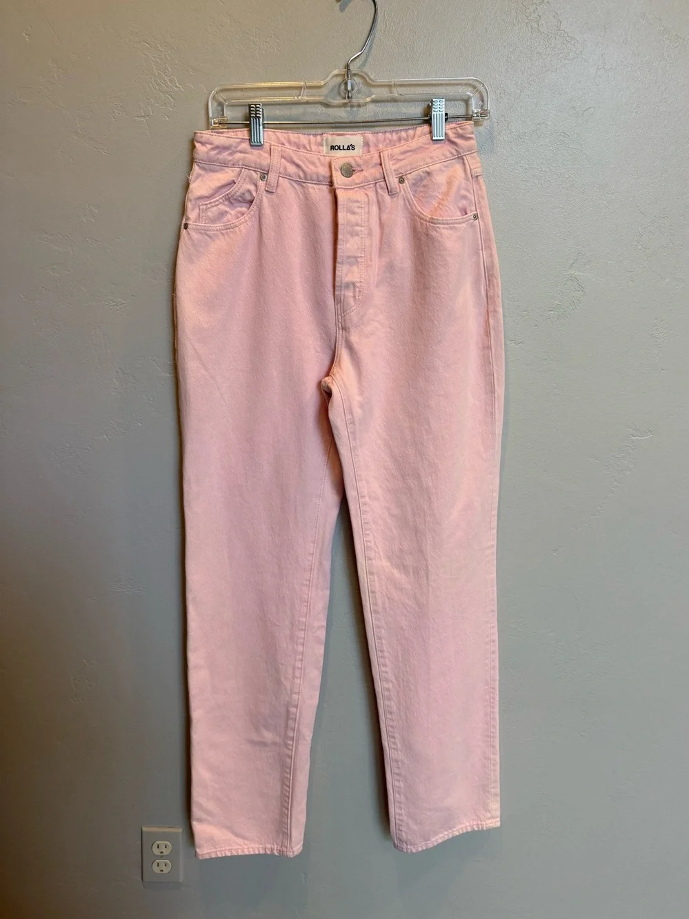 ROLLA'S Pastel Pink Straight Leg Jeans